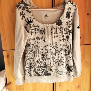 Disney Parks Women's Princess Grey Hoodie Full Zip size Medium.